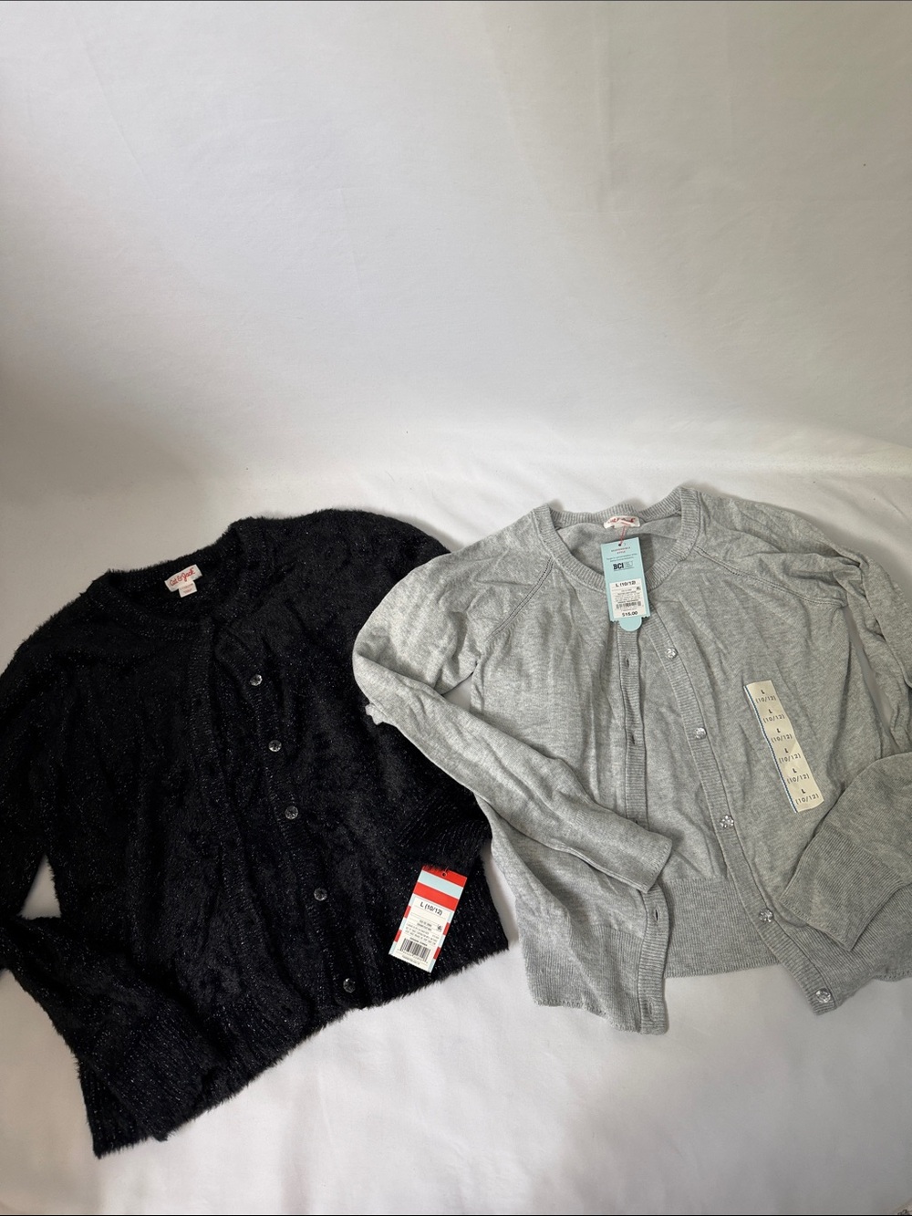 NWT Bundle of 2 Two cat & Jack Lightweight Cardigans - Black & Light Gray